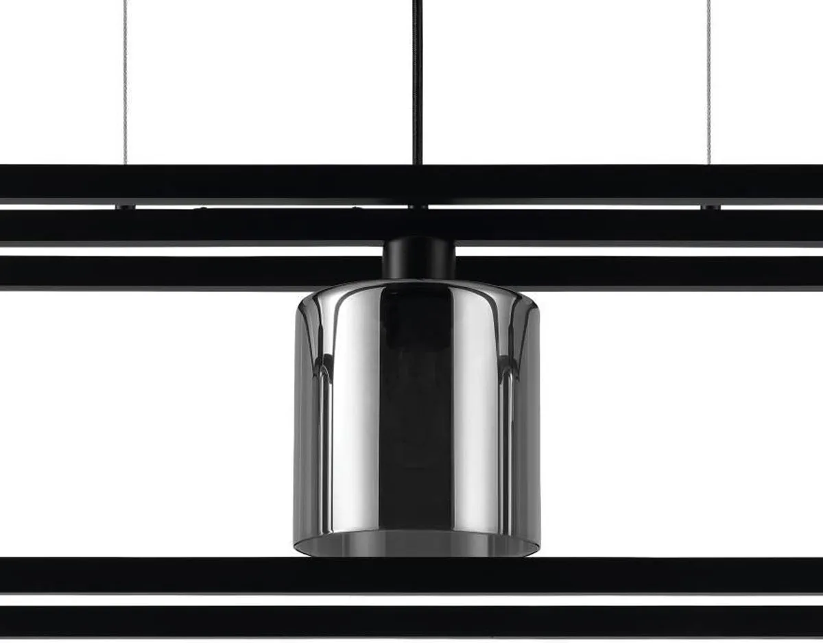 EGLO Brisling Hanglamp - E27 - 110 cm - rookglas - zwart
