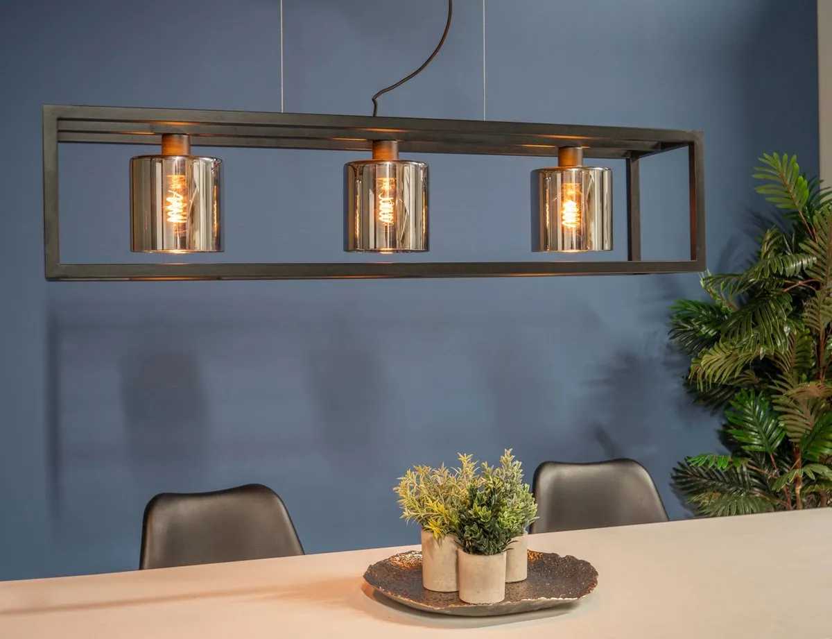 EGLO Brisling Hanglamp - E27 - 110 cm - rookglas - zwart