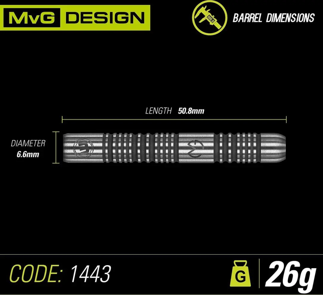 Winmau Michael van Gerwen Authentic Dartpijlen 3 Stuks - Zwart/Groen