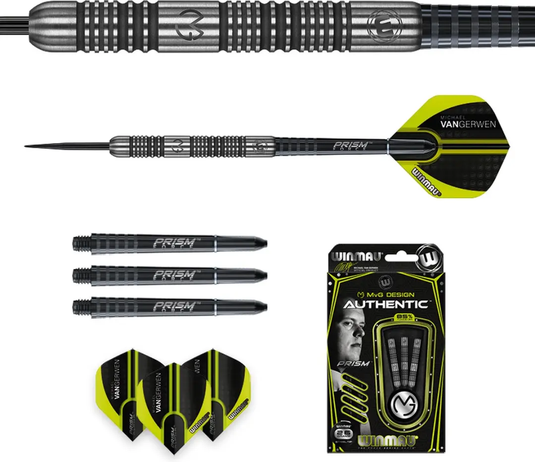 Winmau Michael van Gerwen Authentic Dartpijlen 3 Stuks - Zwart/Groen - afbeelding 6 van 6