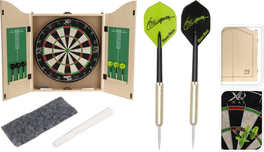 XQMax Michael van Gerwen Dartkabinet - Bruin - Incl. Dartbord & 12 Pijlen