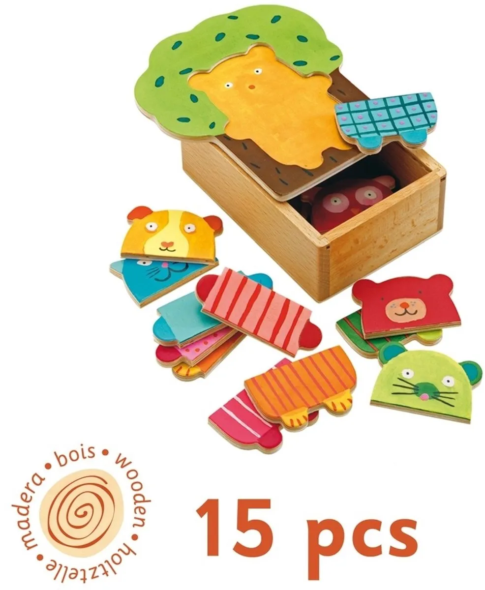 Djeco Houten Puzzel Arbra Doudou Multicolor - 15 Stuks