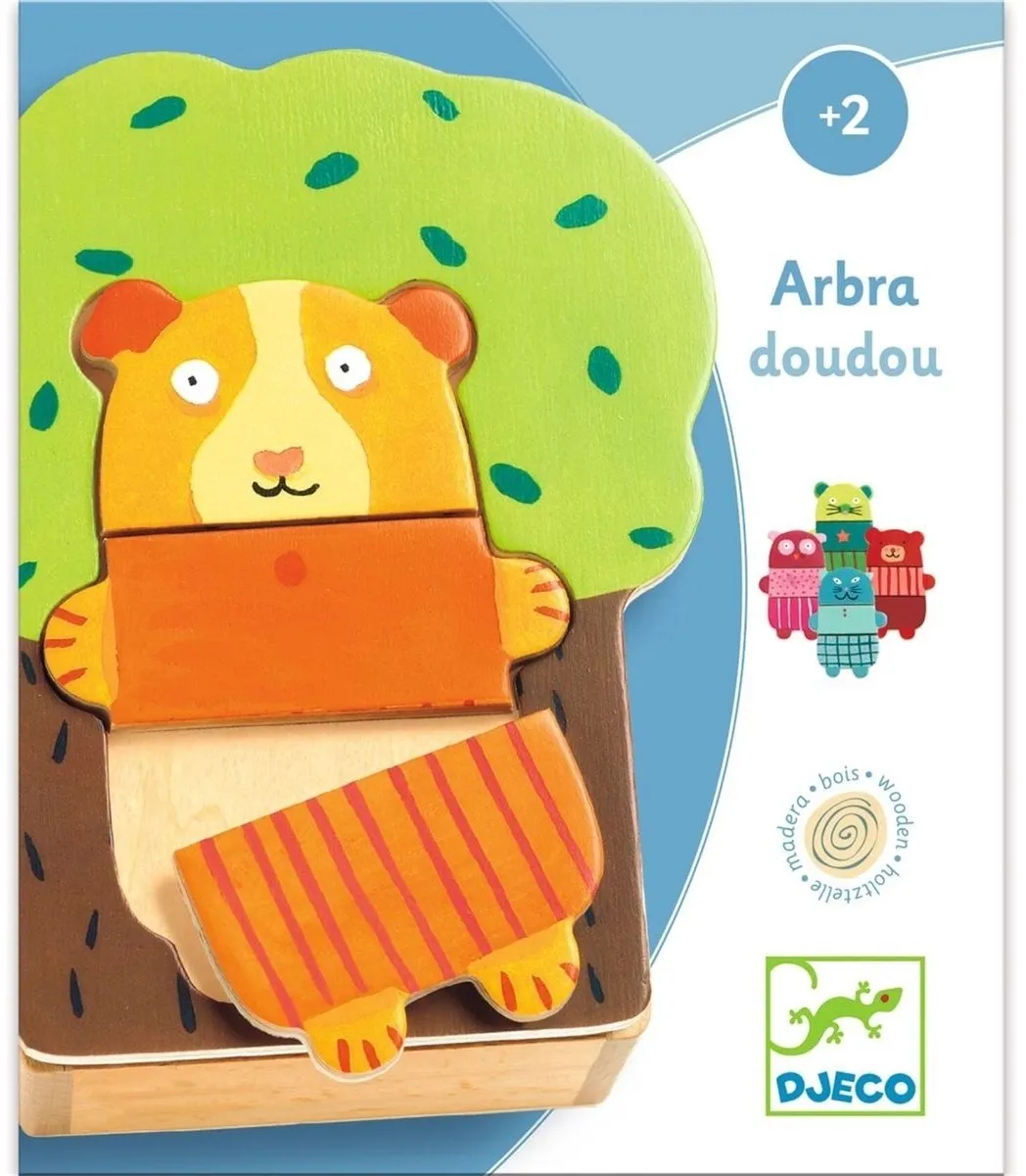 Djeco Houten Puzzel Arbra Doudou Multicolor - 15 Stuks