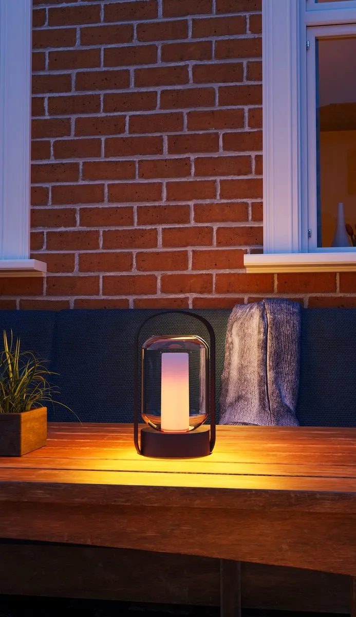 Calex Oplaadbare Tafellamp Como - Vuureffect - Warm Wit - Zwart