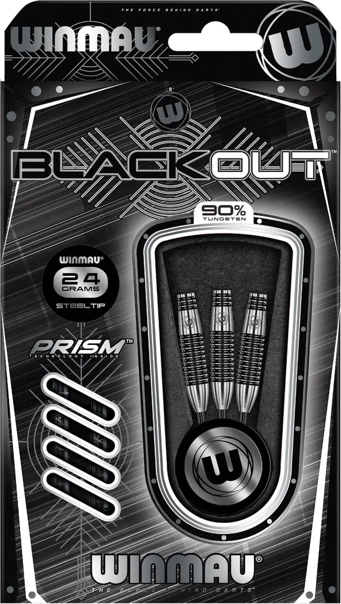 Winmau Blackout 2 Dartpijlen - 3 Stuks - Zwart