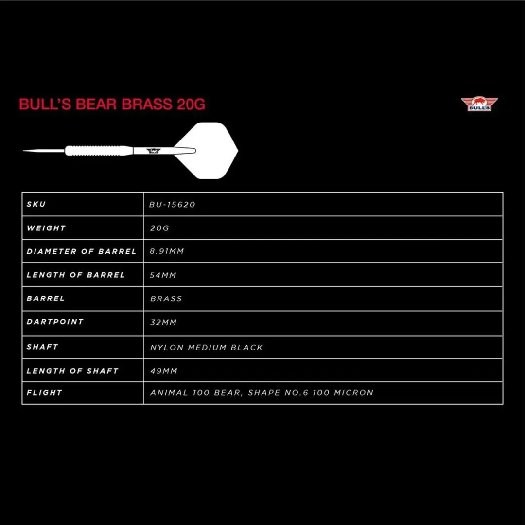 Bull's Bear Brass Dartpijlen 20g - 3 Stuks