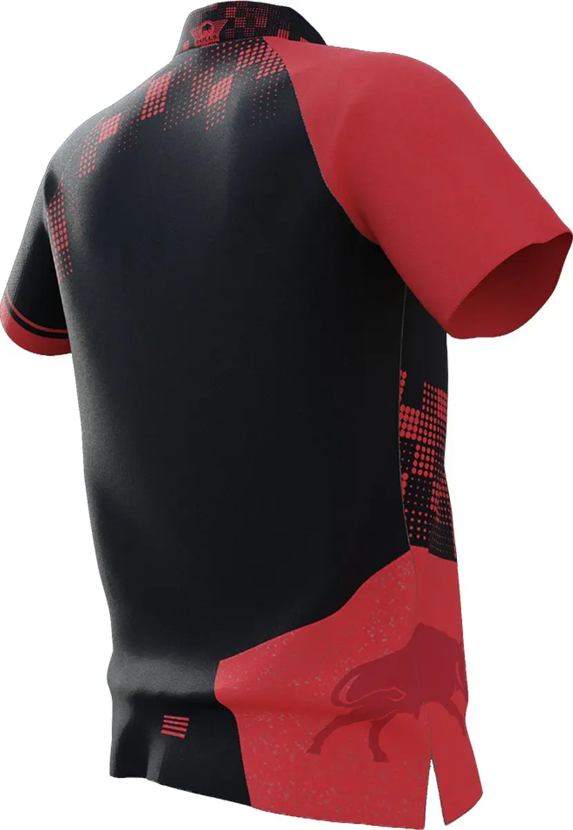 Bull's Plain Black Red Dart Polo - 4XL