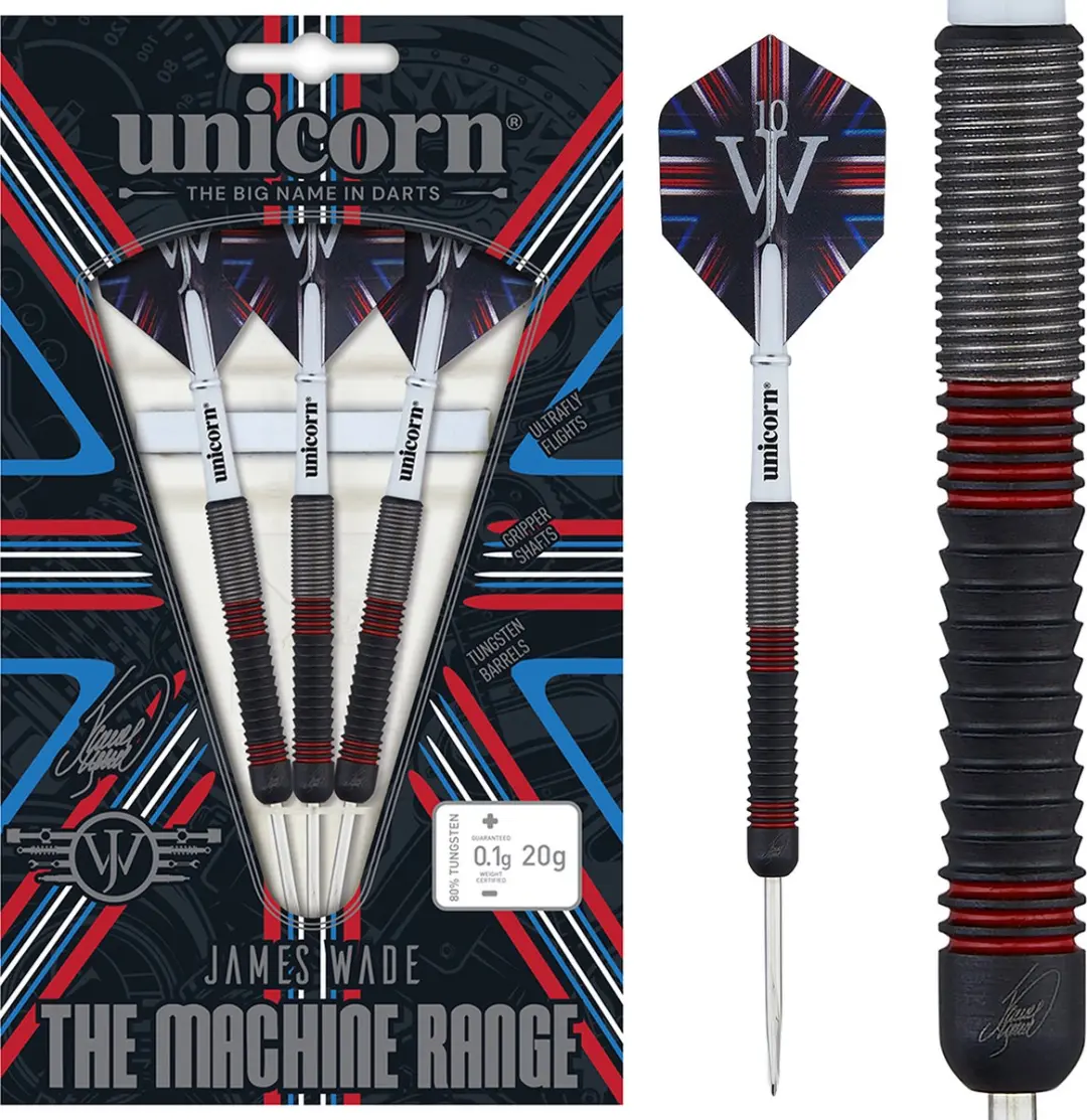 Unicorn James Wade Machine 80% Darts - 24g - Zwart/Zilver - 3 Stuks