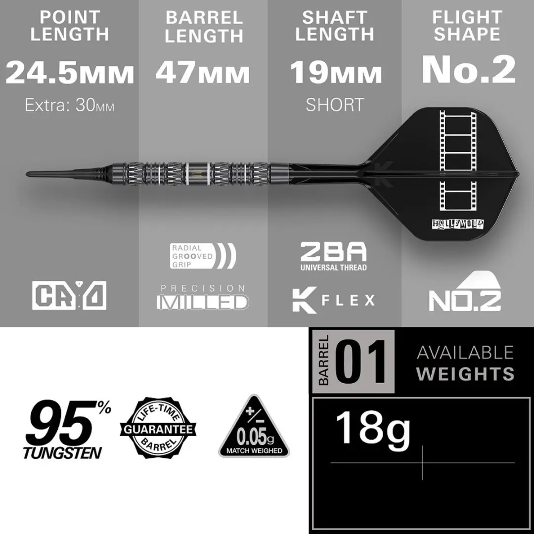 Target Chris Dobey 95K 95% Soft Tip Darts - 3 Stuks - Zwart