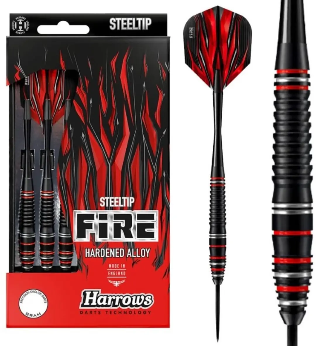 Harrows Fire High Grade Alloy 21GR - 3 Stuks - Zwart/Rood/Zilver - afbeelding 6 van 6