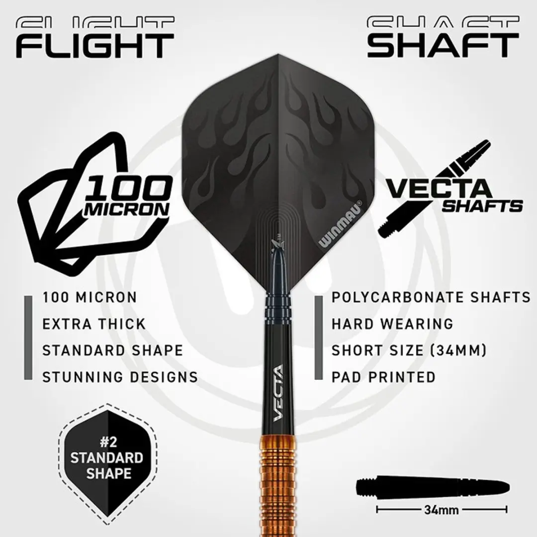 Winmau Team 360 Ben Townley Dartpijlen 3 Stuks - Brons/Zwart/Zilver