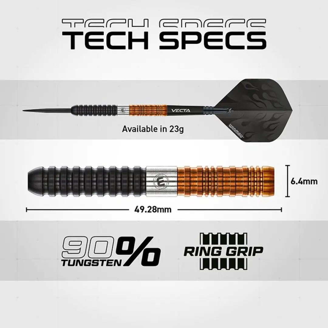Winmau Team 360 Ben Townley Dartpijlen 3 Stuks - Brons/Zwart/Zilver - afbeelding 6 van 6