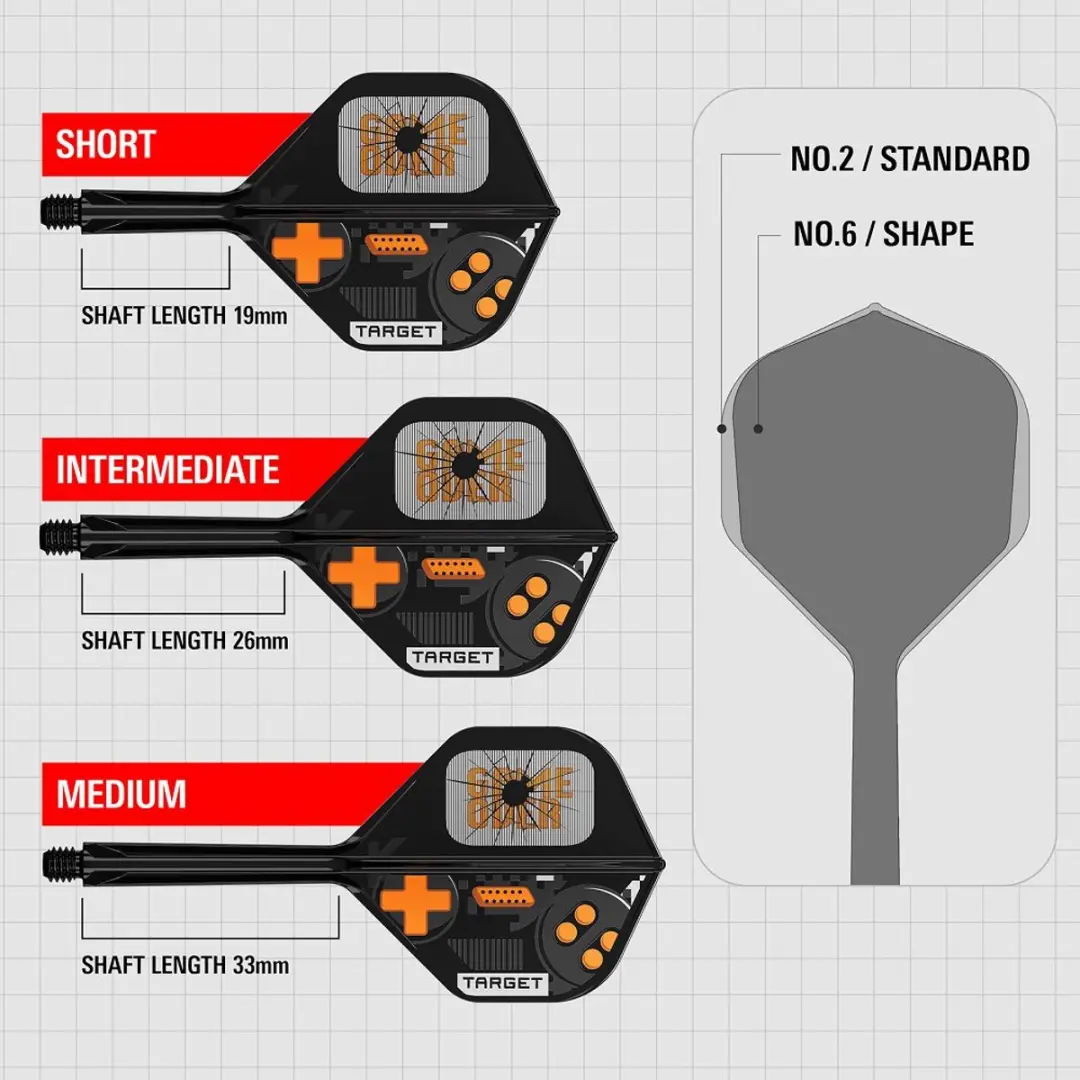 Target K-Flex Game Over NO2 Dart Flights - 3 Stuks - Oranje/Zwart