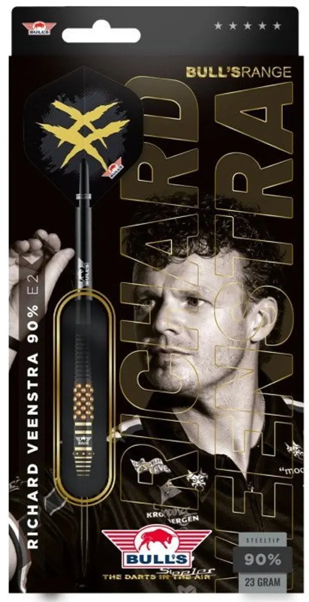 Bull's Richard Veenstra E2 Dartpijlen - 3 Stuks - Goud/Zwart - afbeelding 6 van 6