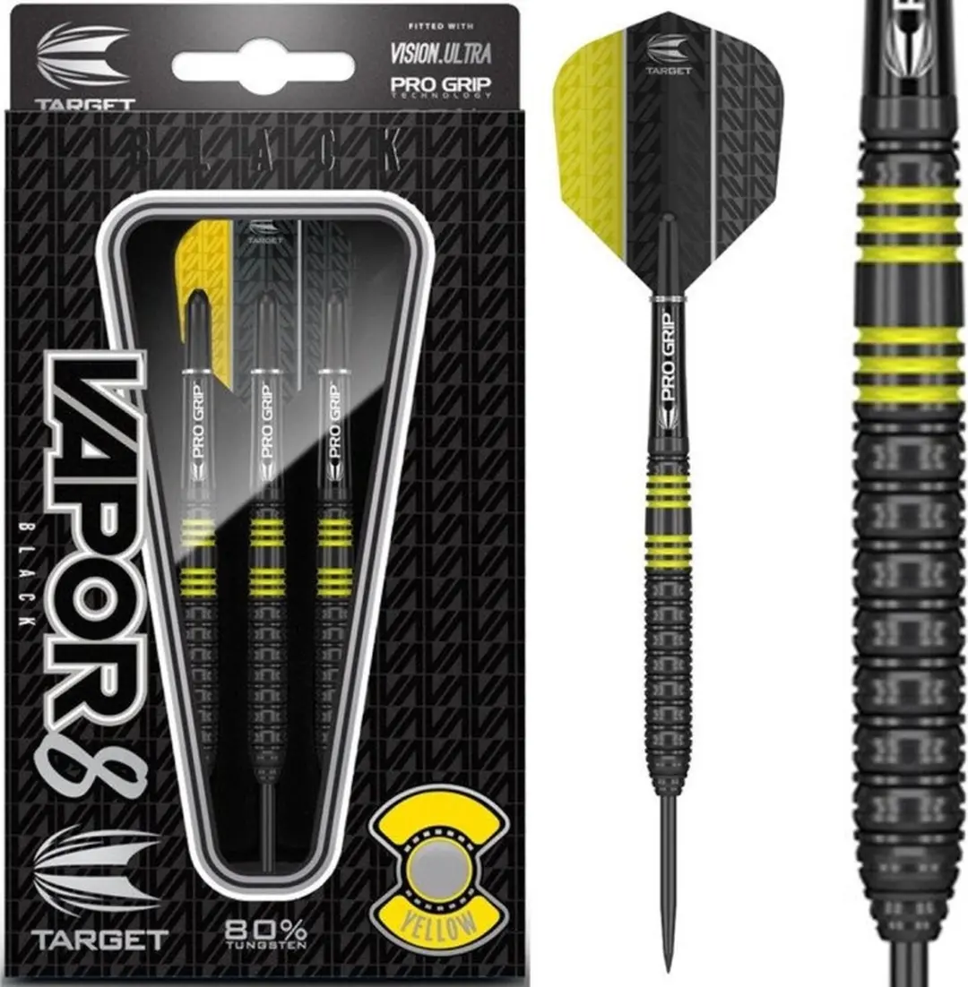 Target Vapor-8 Dartpijlen 22g - 3 Stuks - Zwart/Geel