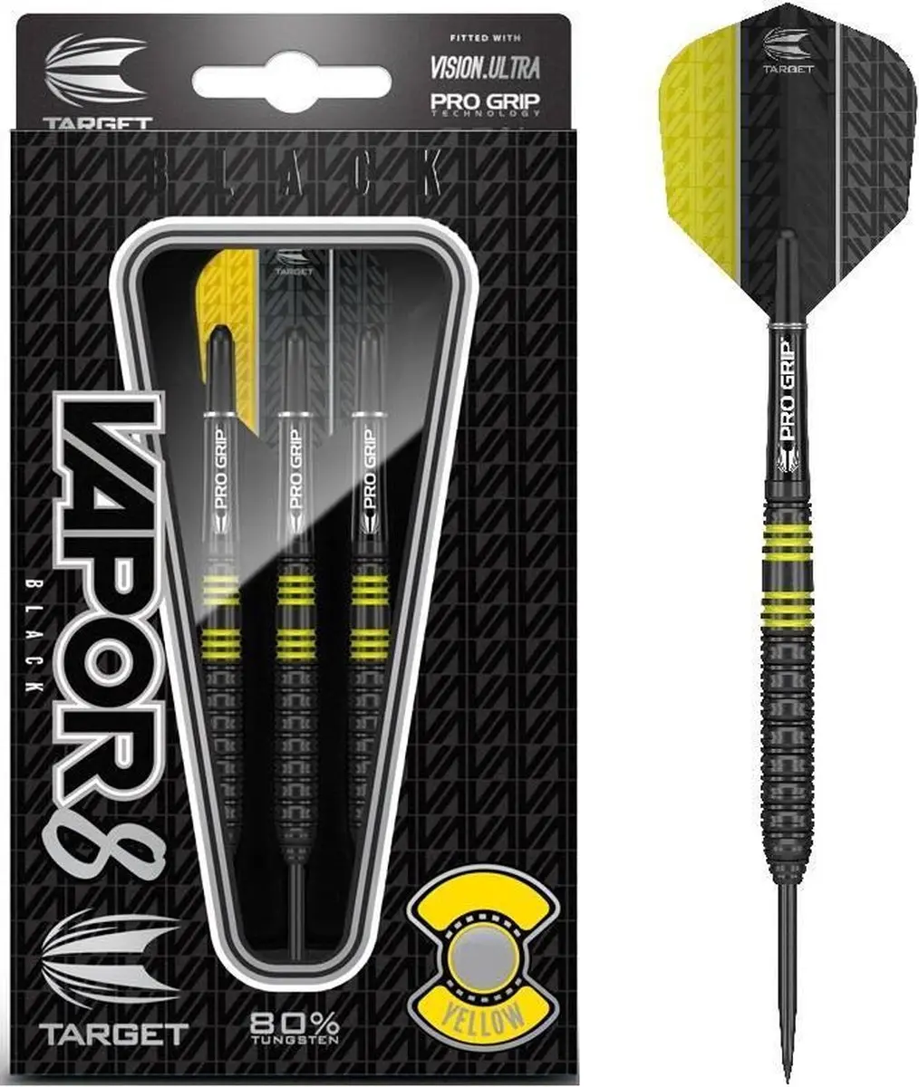 Target Vapor-8 Dartpijlen 22g - 3 Stuks - Zwart/Geel