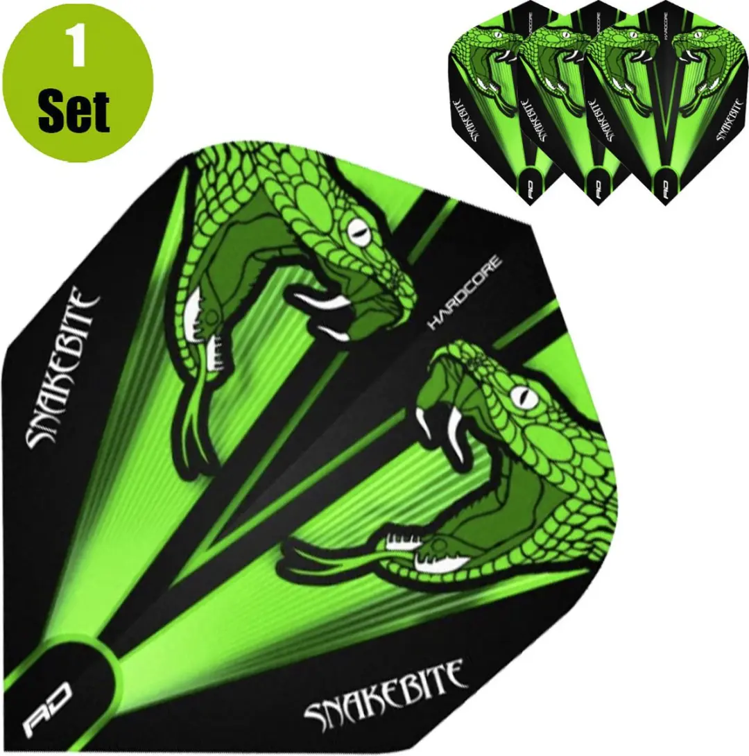 Red Dragon Peter Wright Snakebite Green Transparante Dart Flights TF6416 - 3 Stuks