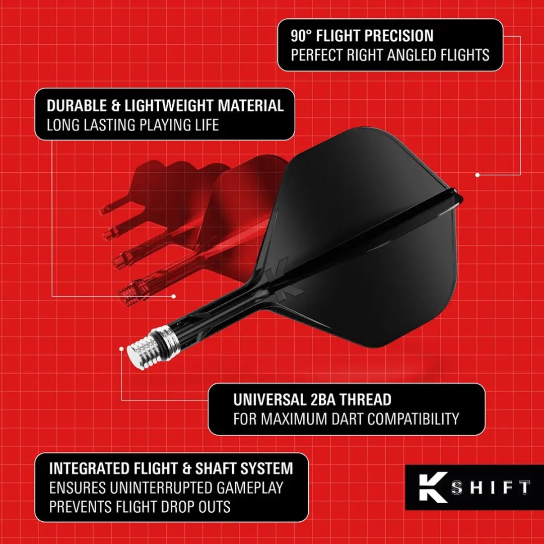 Target K-Shift Black NO2 Dart Flights - 3 Stuks