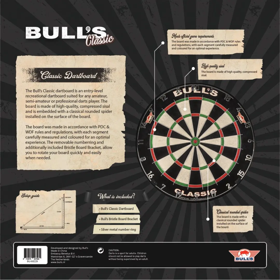 Bull's The Classic Dartbord 45cm - Sisal - Ronde Bedrading - afbeelding 6 van 6