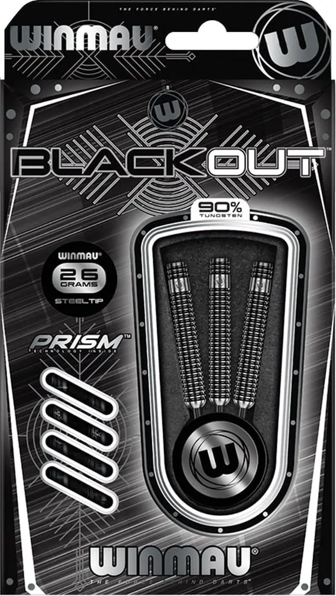 Winmau Blackout 1 Dartpijlen 3 Stuks - 90% 26 gram - Zwart