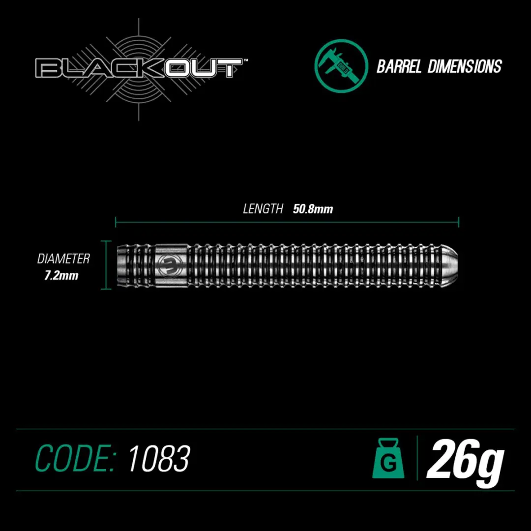 Winmau Blackout 1 Dartpijlen 3 Stuks - 90% 26 gram - Zwart