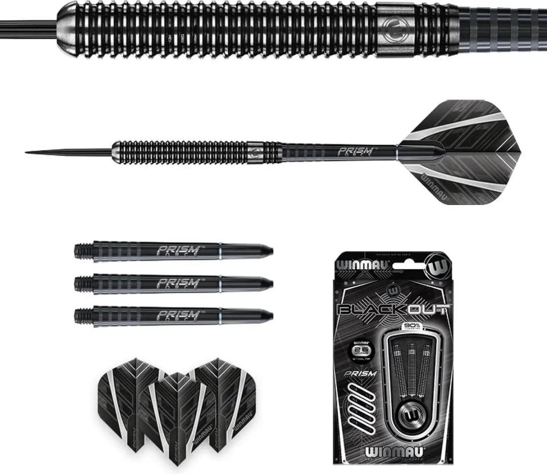 Winmau Blackout 1 Dartpijlen 3 Stuks - 90% 26 gram - Zwart