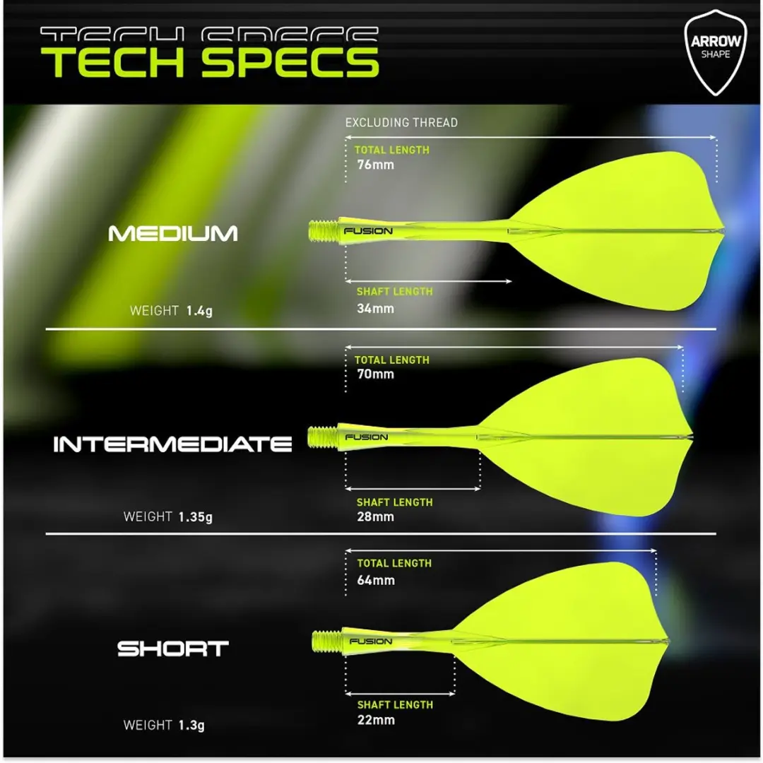 Winmau Fusion Arrow Dart Flights Neon Geel - 3 Stuks