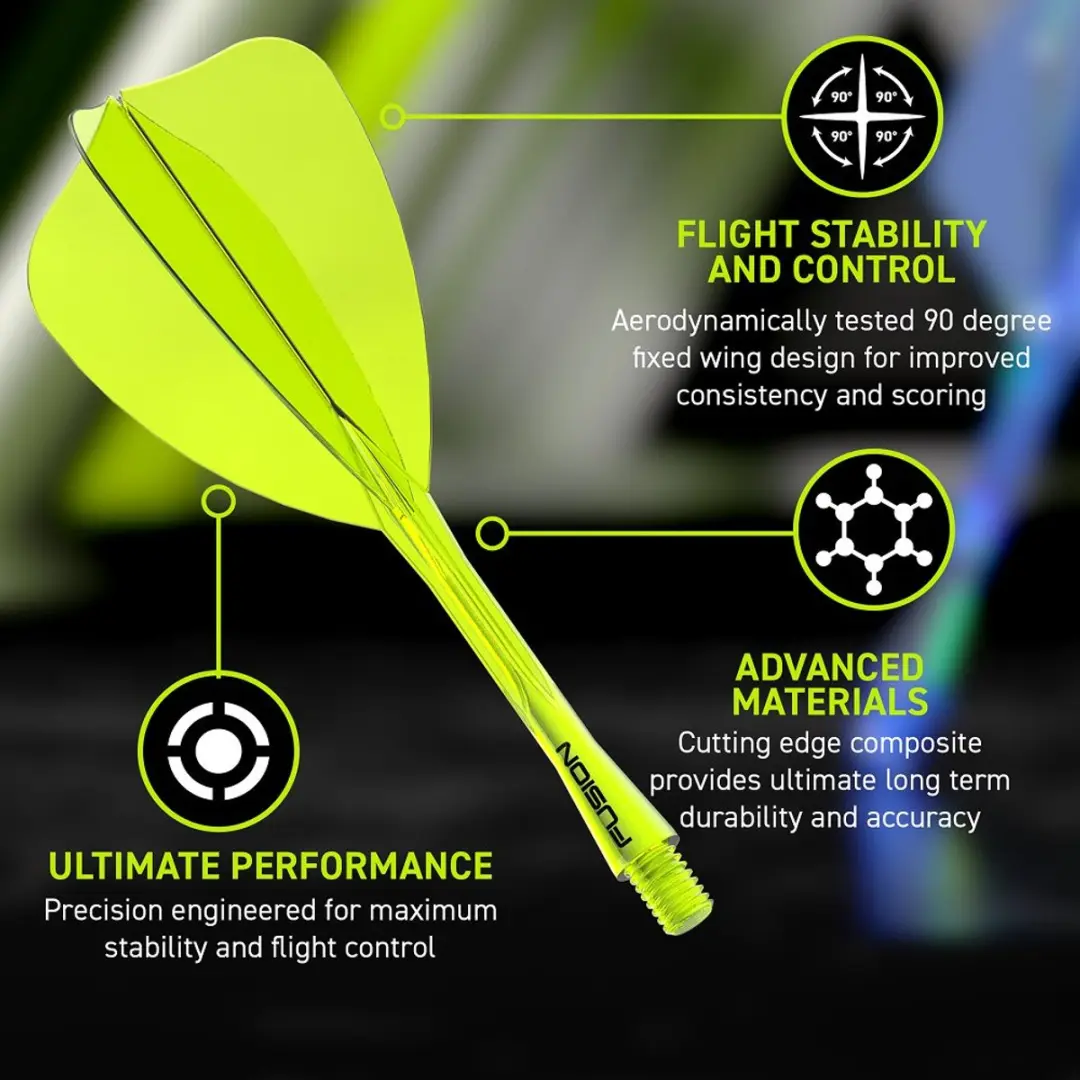 Winmau Fusion Arrow Dart Flights Neon Geel - 3 Stuks