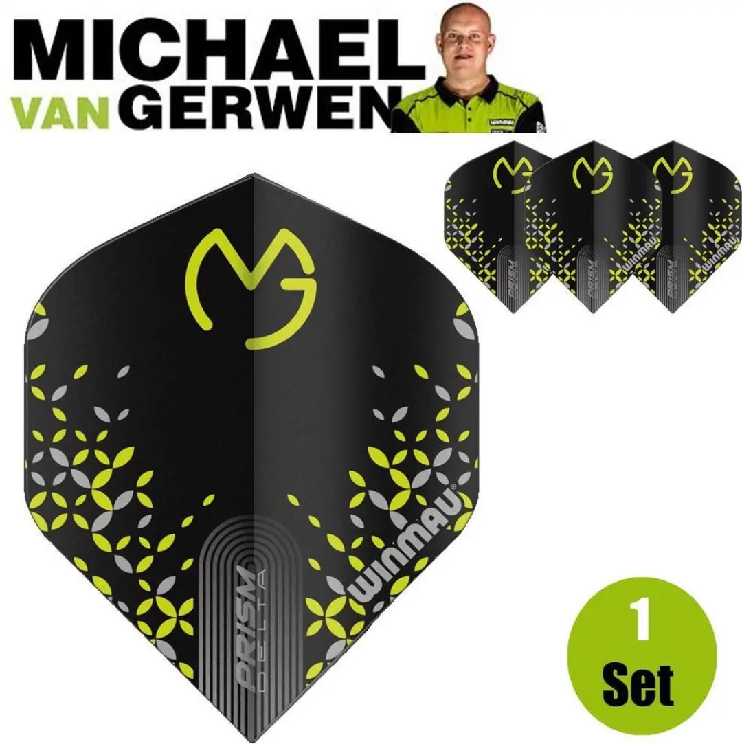 Winmau Michael van Gerwen Prism Delta Dart Flights - 3 Stuks - Zwart/Groen