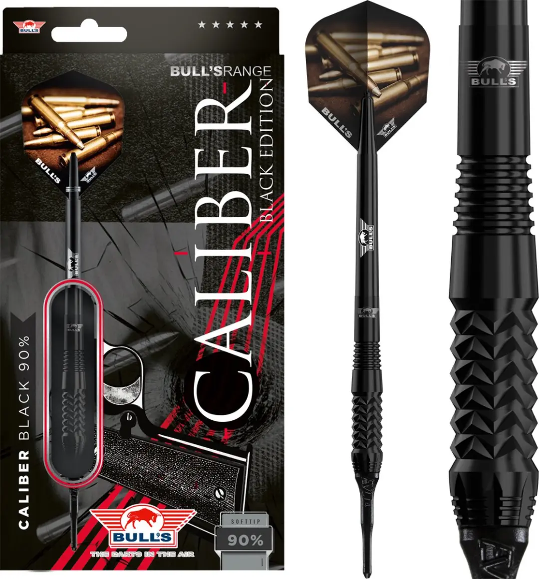 Bull's Caliber Black 90% Soft Tip Dartpijlen 20g - 3 Stuks