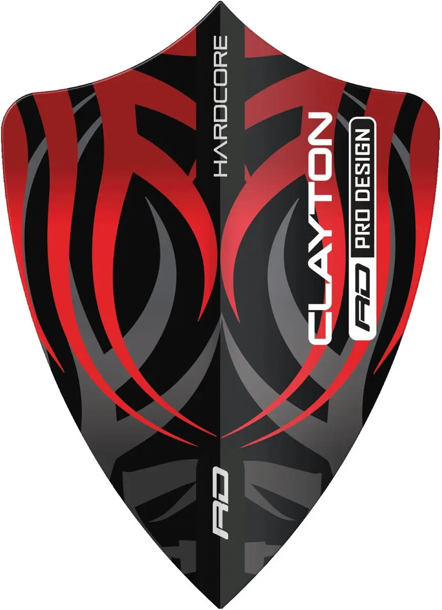 Red Dragon Jonny Clayton Hardcore Freestyle Dart Flights - 3 Stuks - Zwart