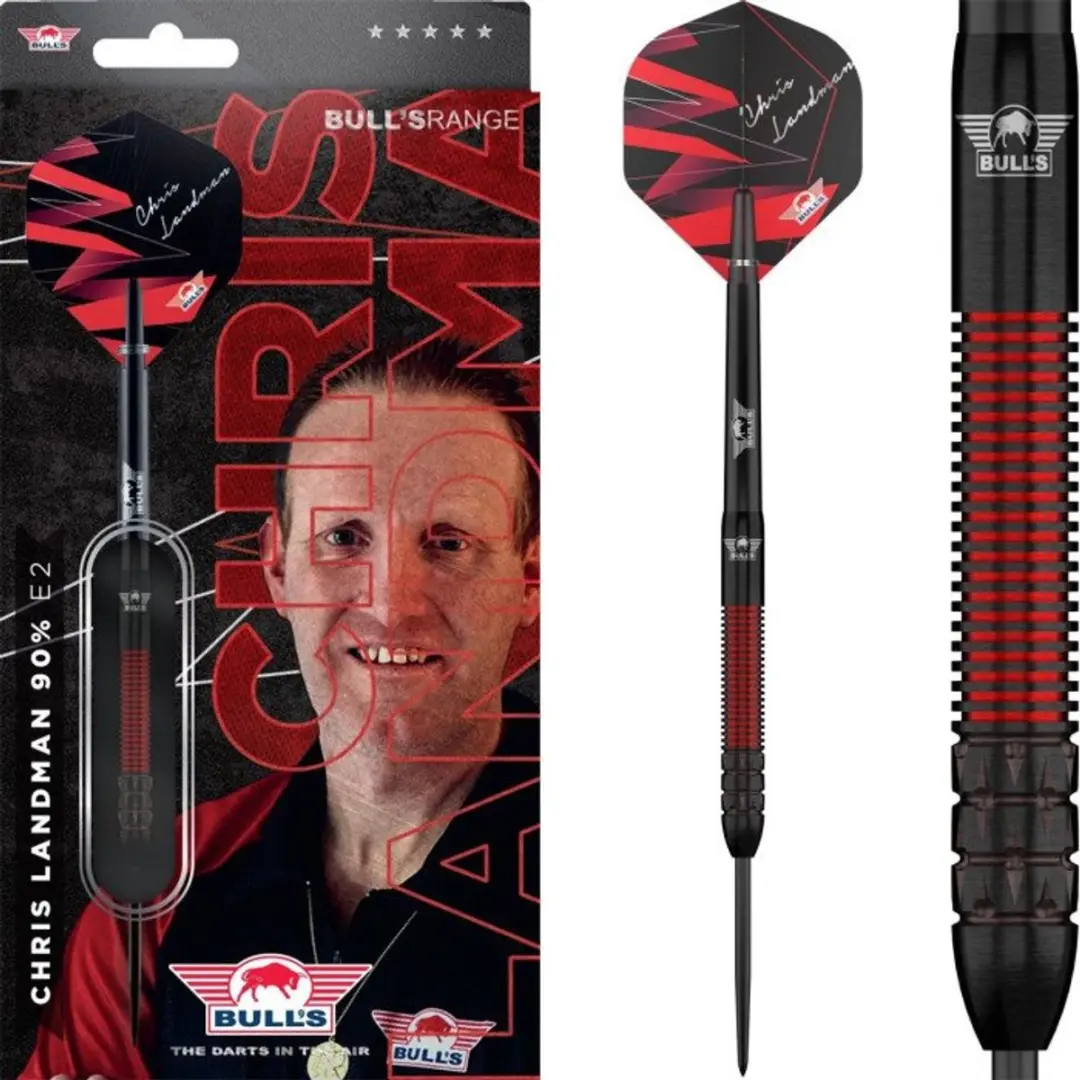 Bull's Chris Landman E2 Dartpijlen - 3 Stuks - Zwart/Rood