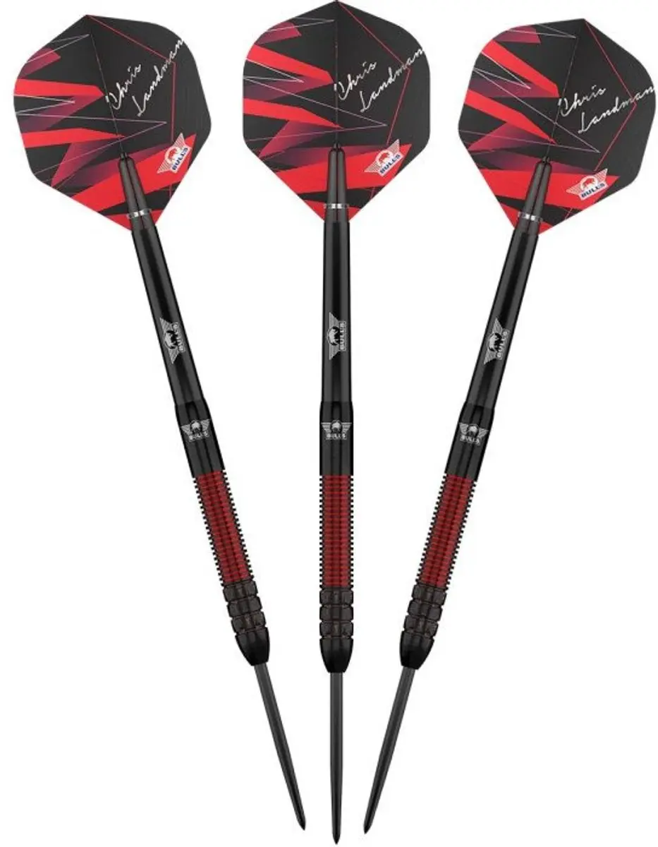 Bull's Chris Landman E2 Dartpijlen - 3 Stuks - Zwart/Rood