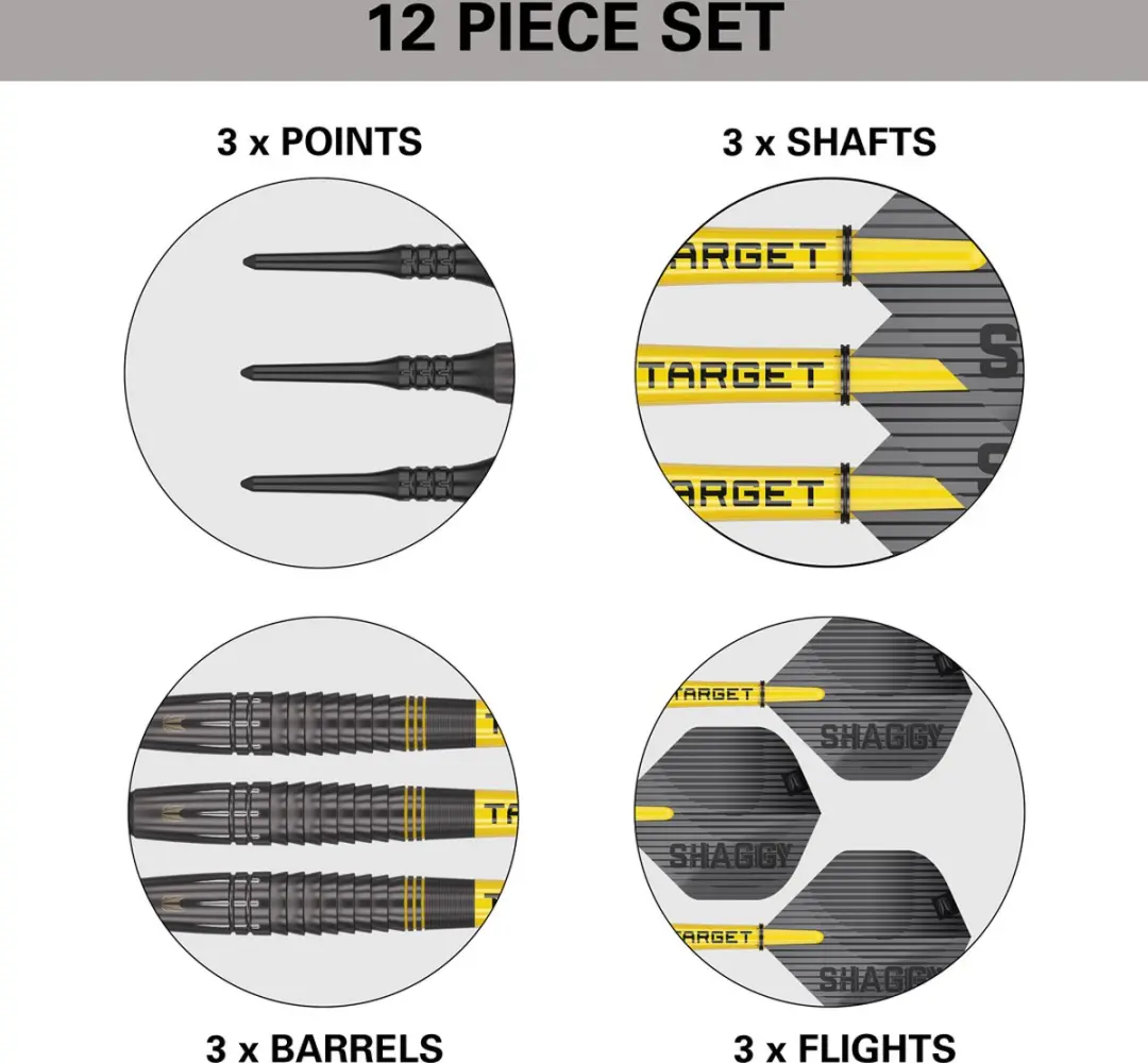 Target Scott Williams Black 90% Darts - 3 Stuks - Zwart/Geel