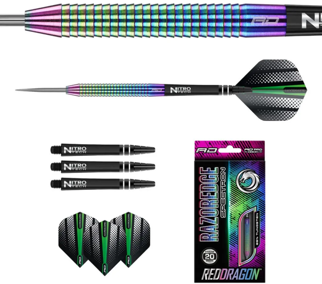 Red Dragon Razor Edge Spectron Dartpijlen - 3 Stuks - Regenboog