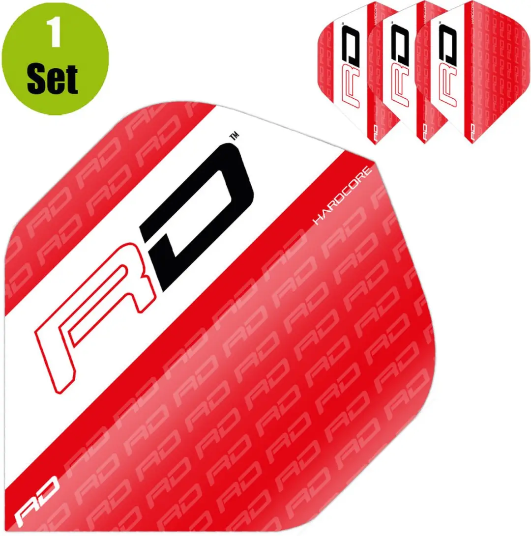 Red Dragon Hardcore XT TF6430 Dart Flights - 3 Stuks - Rood/Wit