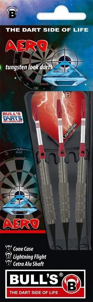 Bull's Aero Steel Dartpijlen 22g - Zilver/rood - 3 Stuks