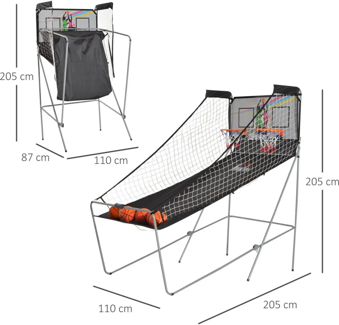 Homcom Basketbalschietspel 205x110x205cm - Hout - Zwart