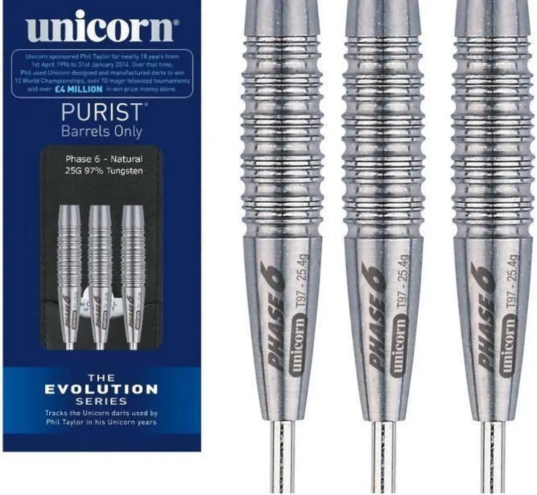 Unicorn Purist Evolution Phase 6 97% Dartpijlen - 3 Stuks - Zilver