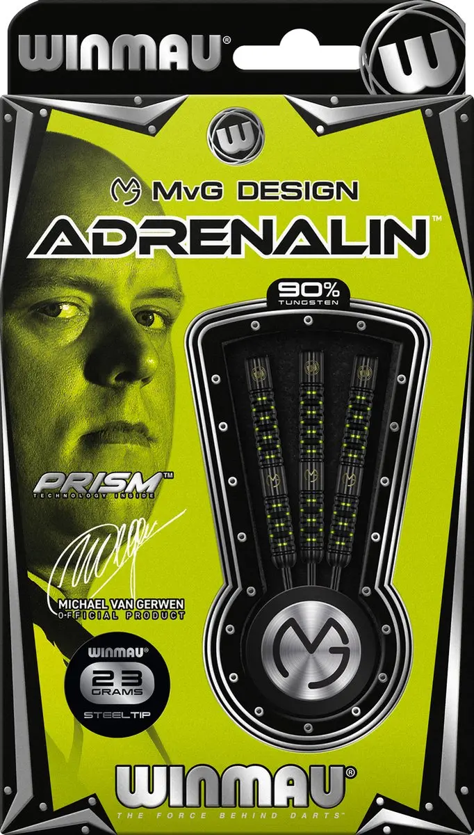 Winmau Michael van Gerwen Adrenalin 90% Dartpijlen - 3 Stuks - Zwart/Groen - afbeelding 6 van 6
