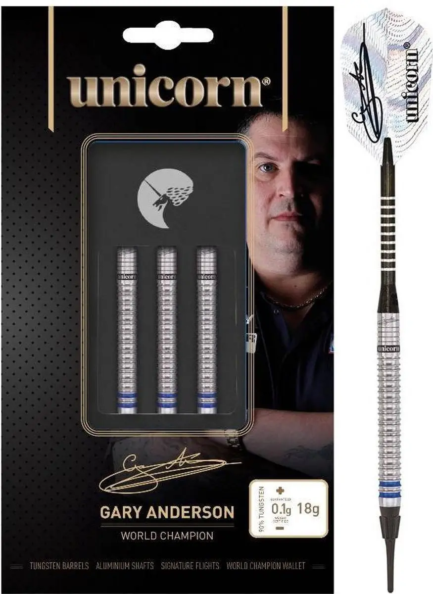 Unicorn Gary Anderson W.C. Phase 3 90% Soft Tip Darts - 3 Stuks