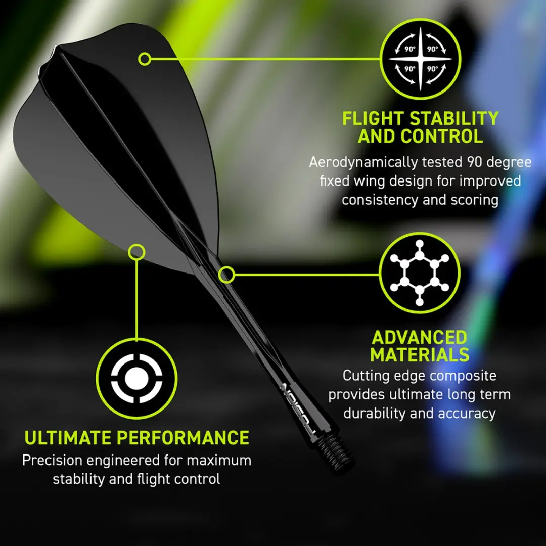 Winmau Fusion Arrow Dart Flights - 3 Stuks - Zwart