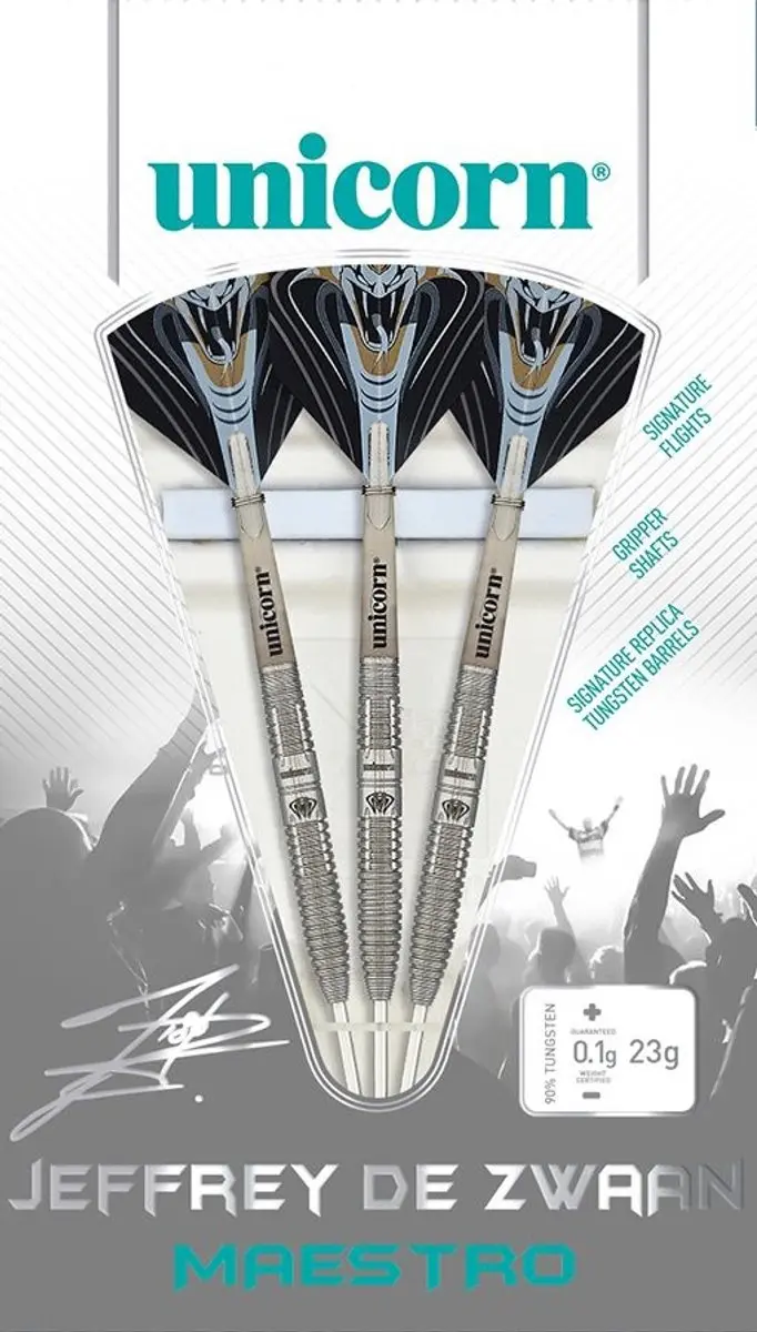 Unicorn Maestro Jeffrey de Zwaan Dartpijlen 25g - 3 Stuks - Zilver