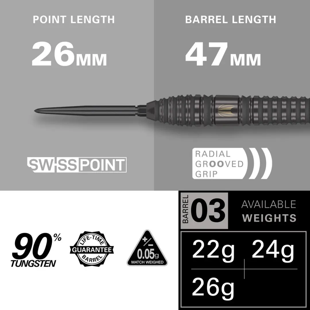 Target Darts Bolide Void Steel Tip 03 - 22g - 90% Tungsten - 3 Stuks