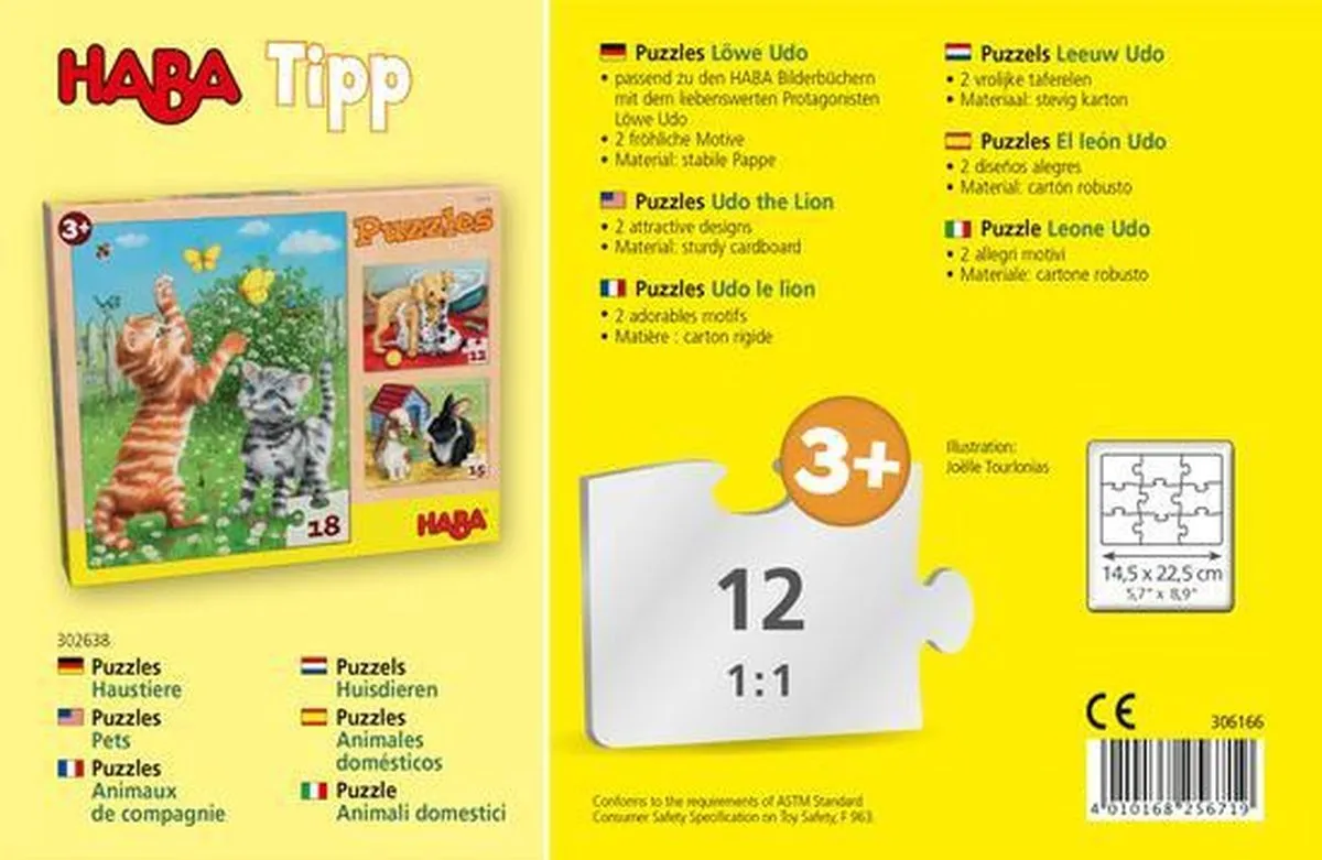 Haba Leeuw Udo Junior Legpuzzel - 24 Stuks (2x12) - Multicolor