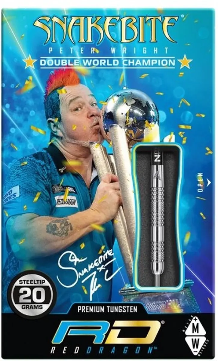 Red Dragon Peter Wright 85% Snakebite 11 Dartpijlen - 3 Stuks - Zilver