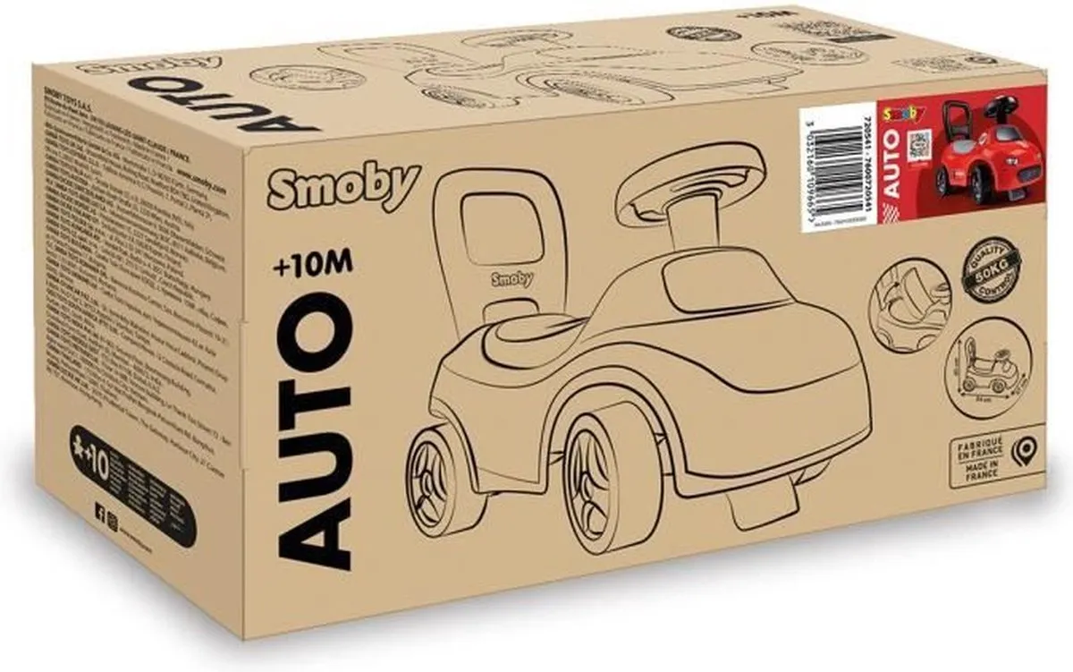 Smoby 2-in-1 Kinderdrager Auto Rood 1440891 - Doos onder zadel + claxon