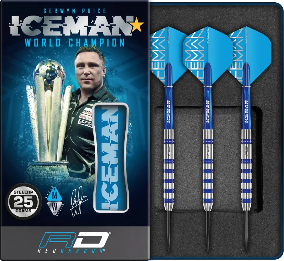 Red Dragon Gerwyn Price Iceman Challenger 80% Dartpijlen - 3 Stuks - ZilverBlauw