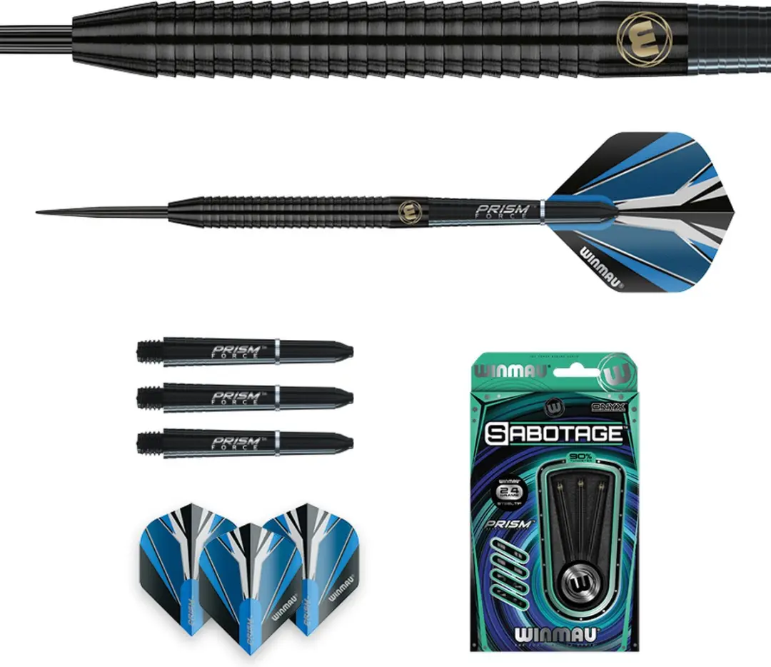 Winmau Sabotage Onyx Dartpijlen - 3 Stuks - Zwart/Blauw/Wit - afbeelding 6 van 6