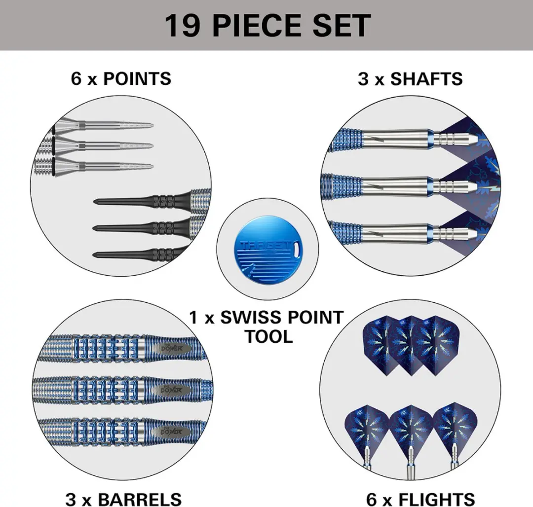 Target Phil Taylor Power Gx2 Soft Tip Darts 3 Stuks - Zilver/Blauw